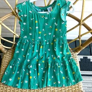 2T- green Bee and flower summer dress
